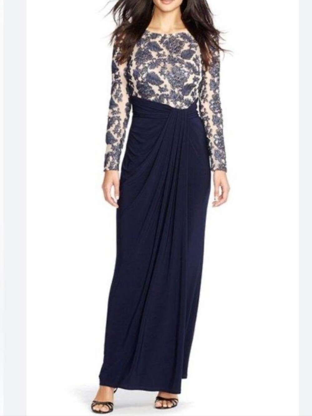 LAUREN Ralph Lauren Lace Bodice Maxi Dress Evening Gown